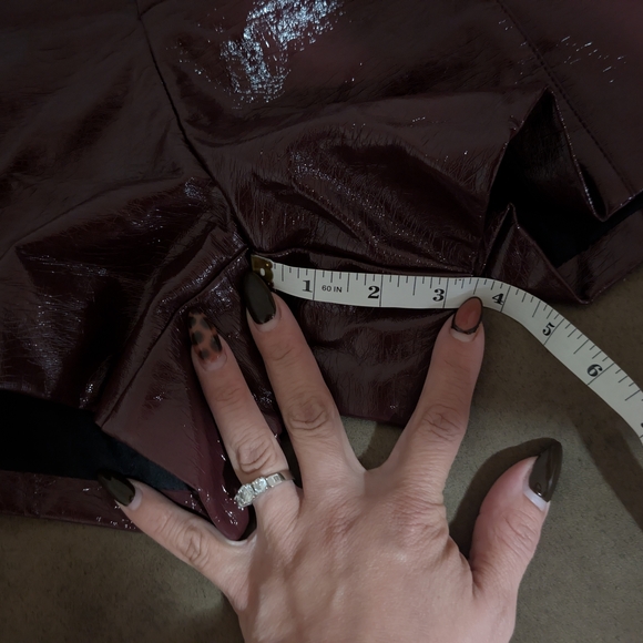 Women's Burgundy Faux Leather Shorts - Picture 10 of 16